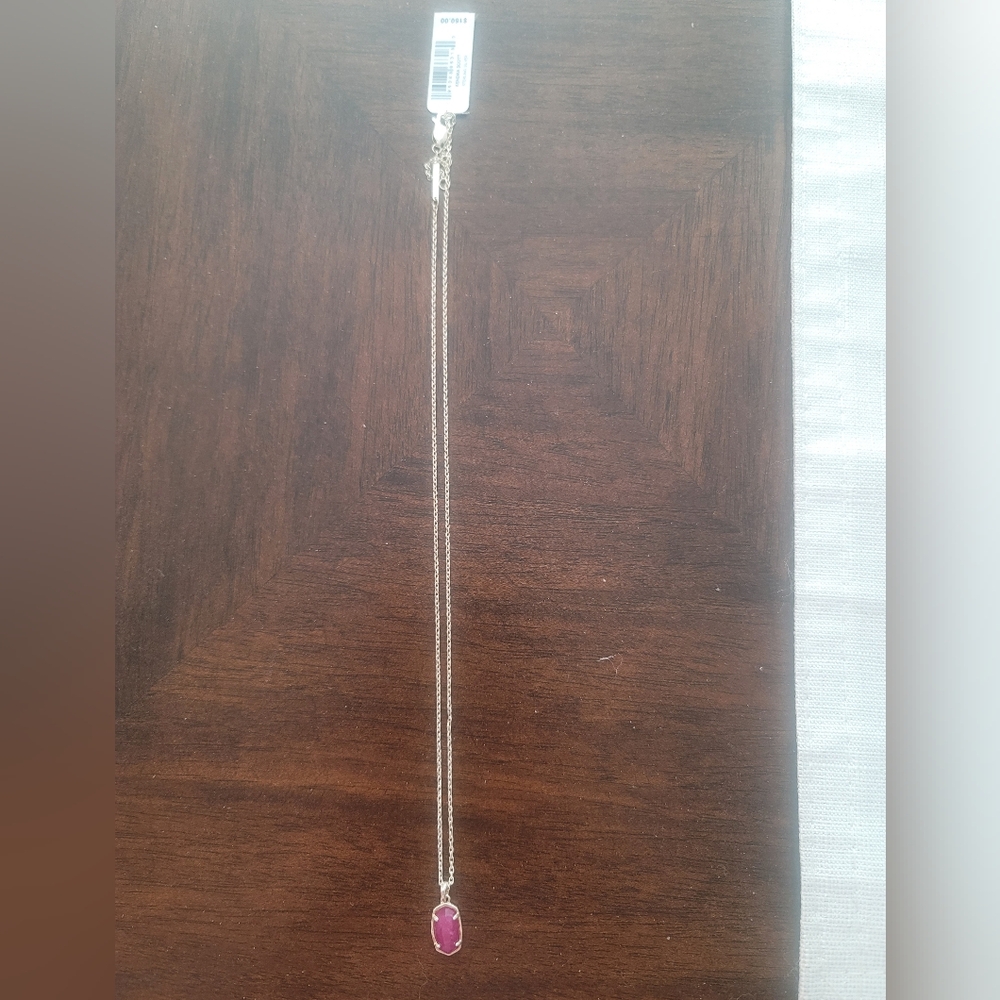 Elegant Silver Necklace Kendra Scott Pink Quartz And Sterling Silver 16" To 28"